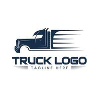 Semi Truck logo side view silhouette illustration vector