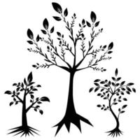 silueta de árbol en la ilustración de vector de fondo blanco