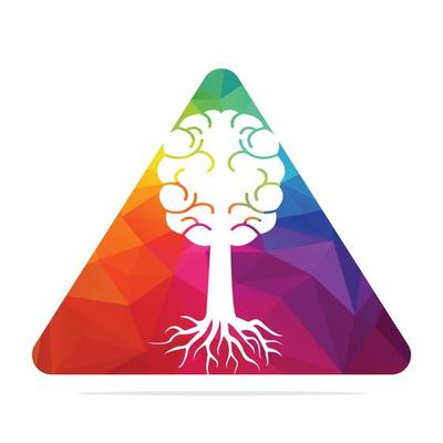 Brain tree roots concept design. Tree growing in the shape of a human brain.