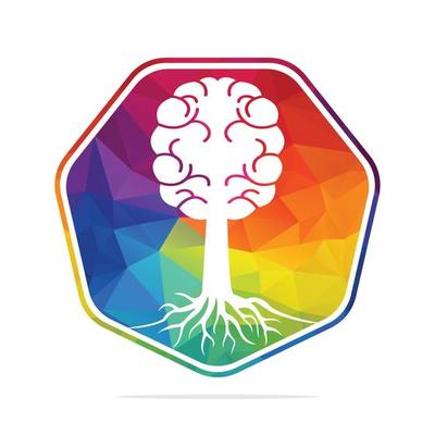 Brain tree roots concept design. Tree growing in the shape of a human brain.