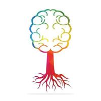 diseño de concepto de raíces de árboles cerebrales. árbol que crece en la forma de un cerebro humano. vector