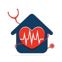 Home Clinic medical vector logo design. Stethoscope and heart beat logo vector design.