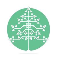 Vector Digital Christmas tree. Technical Triangle Tree Vector Template Design.