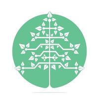 Vector Digital Christmas tree. Technical Triangle Tree Vector Template Design.