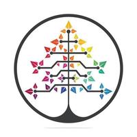 Vector Digital Christmas tree. Technical Triangle Tree Vector Template Design.