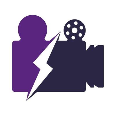 Lightning Bolt and Video Media logo template. Video camera vector. Player symbol.