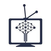 combinación de tv y diseño de vector de logotipo de árbol técnico. diseño de plantilla de monitor de árbol técnico.