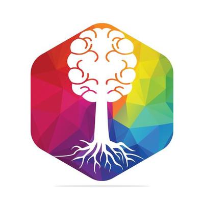 Brain tree roots concept design. Tree growing in the shape of a human brain.