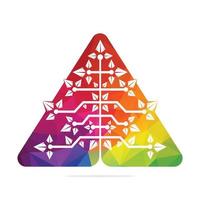 Vector Digital Christmas tree. Technical Triangle Tree Vector Template Design.