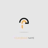 simple logo icon design for the company black orange round shape futuristic eps 10 vector