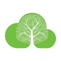 diseño de plantilla vectorial de árbol verde pesado en la nube. diseño de vector de nube de árbol.