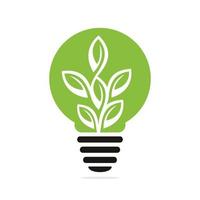 Plant In Bulb Lamp Vector Template Design. Plant Grows In Bulb Logo Design.