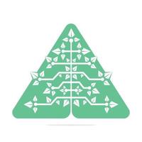 Vector Digital Christmas tree. Technical Triangle Tree Vector Template Design.