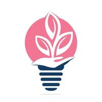 Hand tree and bulb logo design. Natural products in Shape of Bulb. Cosmetics Spa logo. Beauty salon or yoga logo. vector