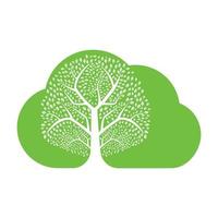 diseño de plantilla vectorial de árbol verde pesado en la nube. diseño de vector de nube de árbol.