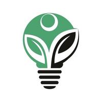 lámpara de bombilla humana orgánica y vector de logotipo de hoja. diseño de plantilla de logotipo de bulbo de crecimiento humano.