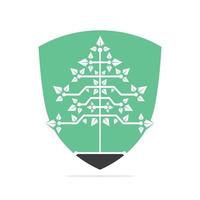 Vector Digital Christmas tree. Technical Triangle Tree Vector Template Design.