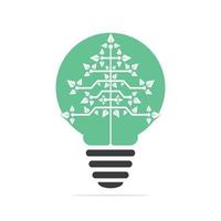 Bulb Lamp Digital Christmas tree Logo. Technical Triangle Tree Vector Template Design.