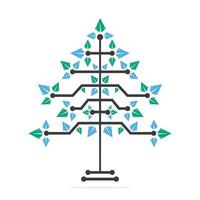 Vector Digital Christmas tree. Technical Triangle Tree Vector Template Design.