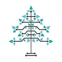 Vector Digital Christmas tree. Technical Triangle Tree Vector Template Design.