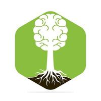 Brain tree roots concept design. Tree growing in the shape of a human brain. vector