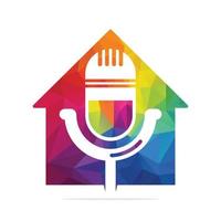 Podcast home vector logo design. Studio home logo concept design.