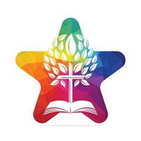 diseño del logotipo del árbol cruzado de la biblia estrella. diseño de plantilla de vector de cruz de árbol de iglesia estrella cristiana.