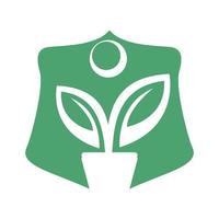 logotipo de maceta y planta. logotipo del vector de crecimiento humano.