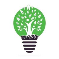 Family Tree Roots And Light bulb Icon Logo Design. Family Tree And Light bulb Symbol Icon Logo Design. vector