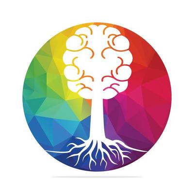Brain tree roots concept design. Tree growing in the shape of a human brain.