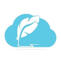 Cloud Quill Feather Pen logo vector design. Writer icon flat style design with color for identity, business and button.