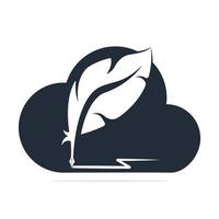 Cloud Quill Feather Pen logo vector design. Writer icon flat style design with color for identity, business and button.