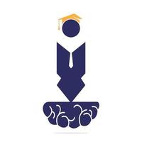 Student with graduation cap and Brain vector template design. Educational brain human vector design.