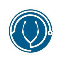 diseño del logotipo del hospital médico estetoscopio. símbolo de atención médica. diseño de logotipo de vector médico.