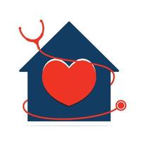 Home Clinic medical vector logo design. Stethoscope and heart beat logo vector design.