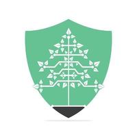 Vector Digital Christmas tree. Technical Triangle Tree Vector Template Design.