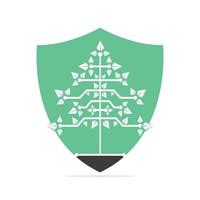 Vector Digital Christmas tree. Technical Triangle Tree Vector Template Design.