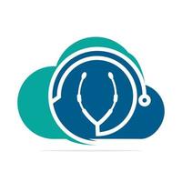 Stethoscope with cloud shape medical vector logo design. Medical vector logo design.