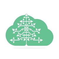 árbol de navidad digital en la nube. diseño de plantilla de vector de árbol de triángulo técnico.