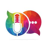 Podcast talk vector logo design. Chat logo design combined with podcast mic.