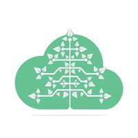 árbol de navidad digital en la nube. diseño de plantilla de vector de árbol de triángulo técnico.