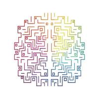 Digital human brain vector logo concept design. Brain connection logo design.