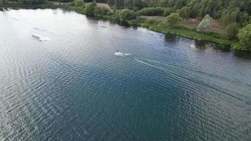 Beautiful high angle View of Lake at Milton Keynes England UK video