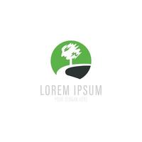 Tree Logo abstract design vector template Negative space style. Eco Green Organic Oak Plant Logotype concept icon.