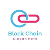 Block chain logo template design.Geometric block chain with hexagons, modern technology box. Block chain for business, technology and data signs. vector