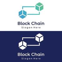 Block chain logo template design.Geometric block chain with hexagons, modern technology box. Block chain for business, technology and data signs. vector