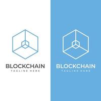 Block chain logo template design.Geometric block chain with hexagons, modern technology box. Block chain for business, technology and data signs. vector