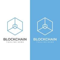 Block chain logo template design.Geometric block chain with hexagons, modern technology box. Block chain for business, technology and data signs. vector