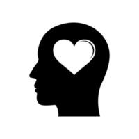 Head with heart sign icon vector