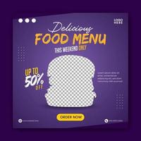 Food social media promotion and banner post design template vector